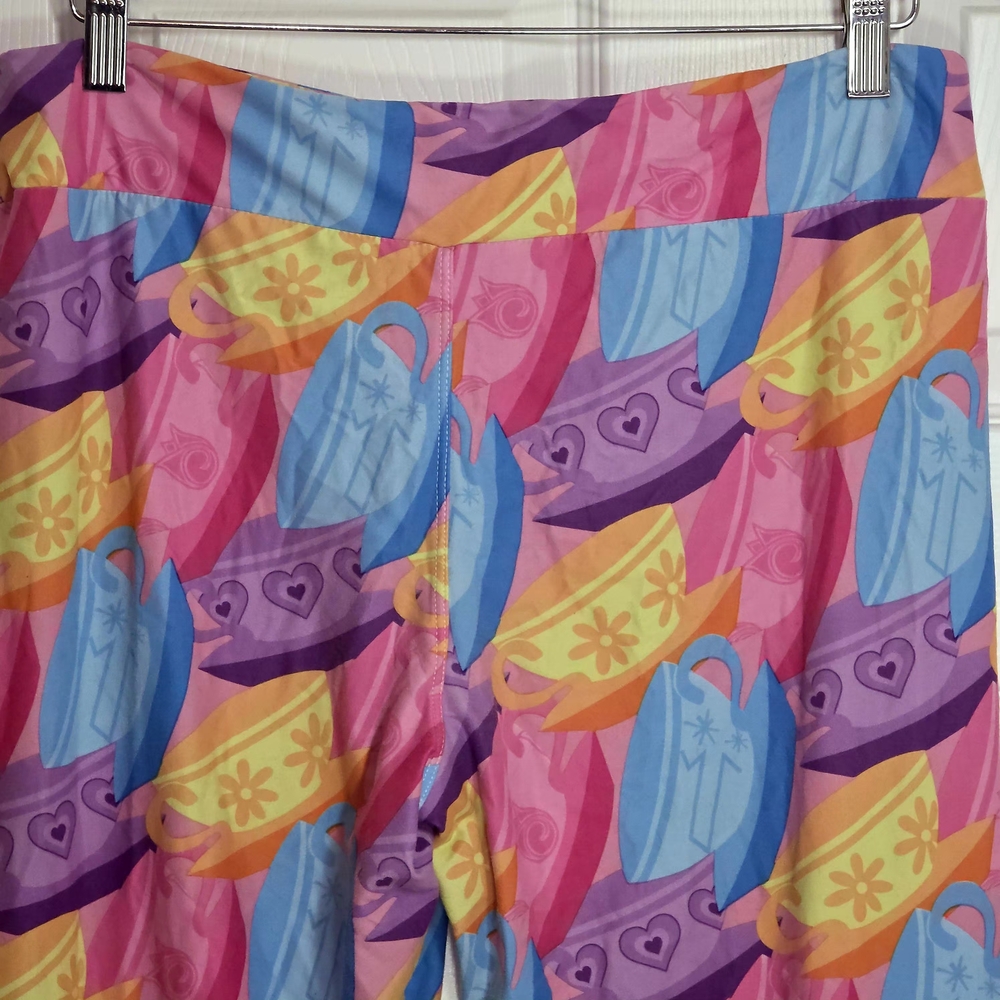 Disney Parks Alice in Wonderland Teacup Print Leggings Womens L Multicolor Pink - Picture 3 of 5